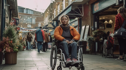 Obraz premium A person using a wheelchair