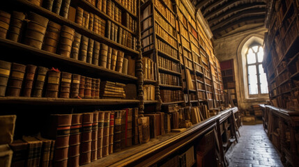 Obraz premium Rows of bookshelves in the library
