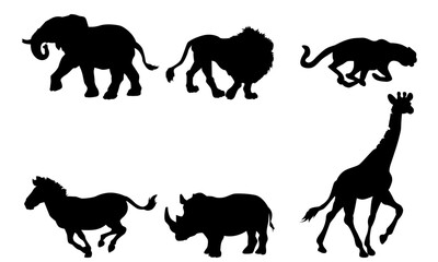 wild life animal vector or silhouettes set black and white