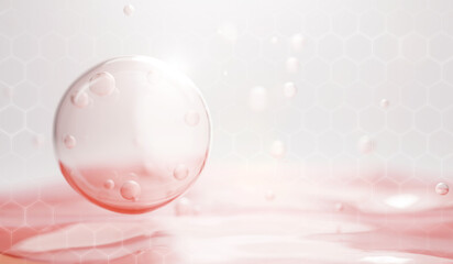 3D Collagen Skin Serum and Vitamin illustration isolated on soft color background. concept skin care cosmetics solution. 3d rendering.	
