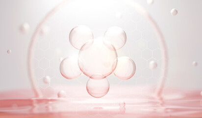 3D Collagen Skin Serum and Vitamin illustration isolated on soft color background. concept skin care cosmetics solution. 3d rendering.	
