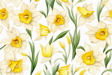 Seamless repeat spring / easter/ mothers day daffodil tileable background
