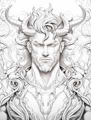 horned man coloring page - generative ai