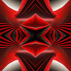 Diseño abstracto, patrón sin costuras en tonos rojo y verde .Simetría - 685784836