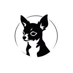 Chihuahua Icon, Small Dog Black Silhouette, Puppy Pictogram, Pet Outline, Chihuahua Symbol Isolated