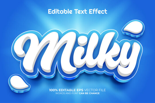 Milky 3D Editable Text Effect Style With Background Milky 3d text effect template vector