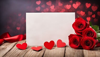 a love letter on a wooden ground with heart ornaments and roses - for valentines day related topics and cards