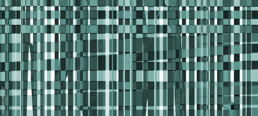 Poster monochrome checkered abstract background. interweaving of horizontal and vertical stripes. 3d render