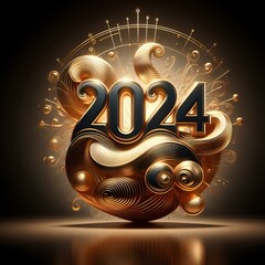2024 New Year gold design element