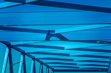 Blue steel construction of a steel bridge