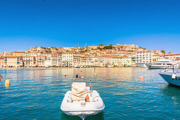 Portoferraio town and harbour view, Elba island, Italy - obrazy, fototapety, plakaty