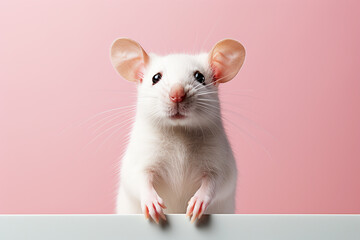 Rat isolated on pink background - obrazy, fototapety, plakaty