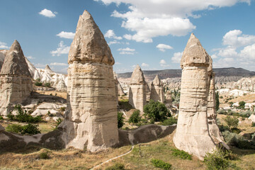 large hoodoos called as fairy chimneys in Sword Valley, near Göreme, Cappadocia, Turkey