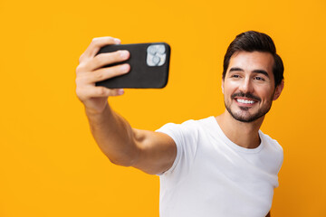 Communication man smiling phone cyberspace portrait smartphone