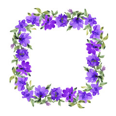 Square frame with purple flowers.