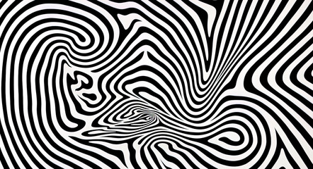 Generative AI, surreal black and white background, abstract optical illusion, trippy psychedelic vintage mid century modern geometric pattern