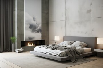 Fototapeta na wymiar Luxury apartment suite lounge, grey bedroom with king size sofa