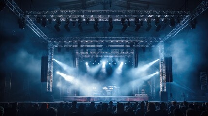 Stage lighting with modular stages for concerts festival music