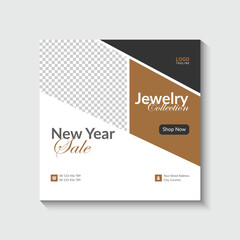 Vector new year sale jewelry collection social media post template
