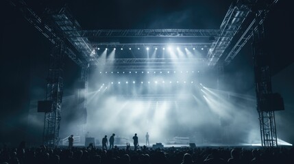 Stage lighting with modular stages for concerts festival music