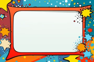 Fototapeten Cartoon frame with colorful explosions and white center © youriy