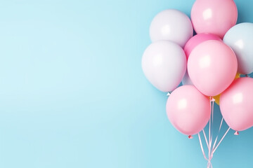 Balloons on pastel blue background
