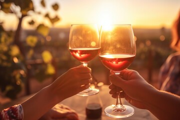 Festive celebrate New Year's toast with wishes of happiness, people clinking glasses of tasty champagne at party