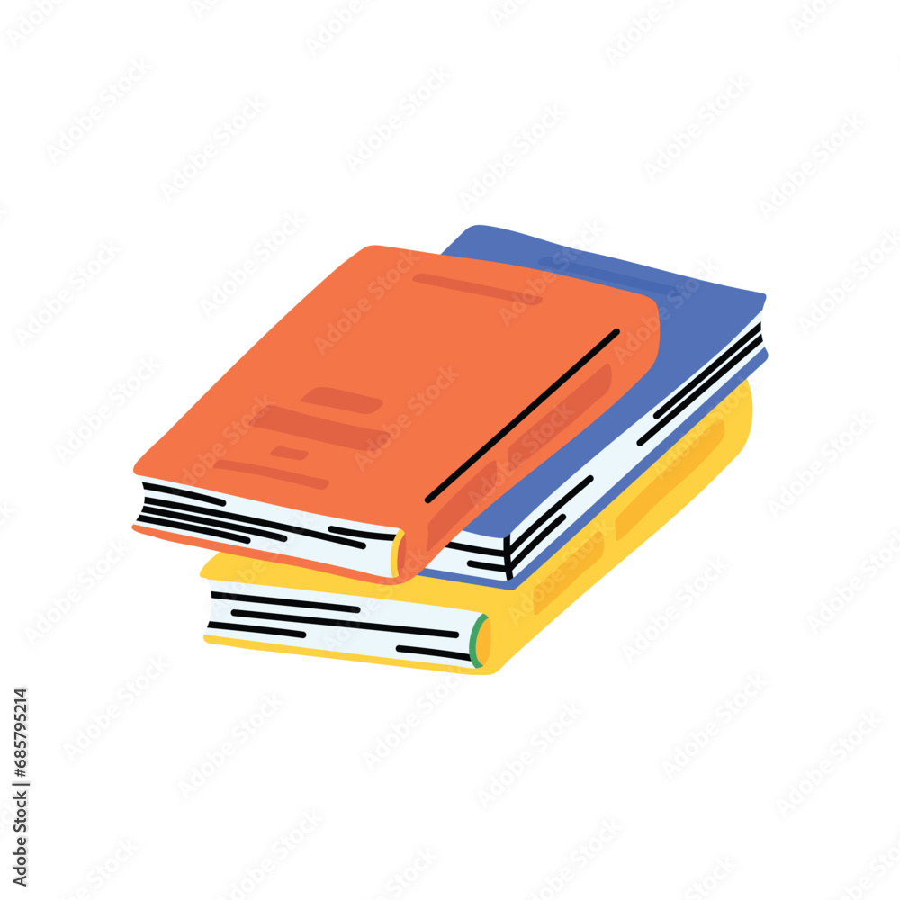 Poster cartoon stack different color books concept flat design style isolated on a white background. vector