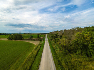 Rural summertime road in wisocnsin