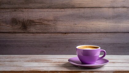 Fototapeta na wymiar Turkish coffee with purple cup, coffee seeds and copya space to text