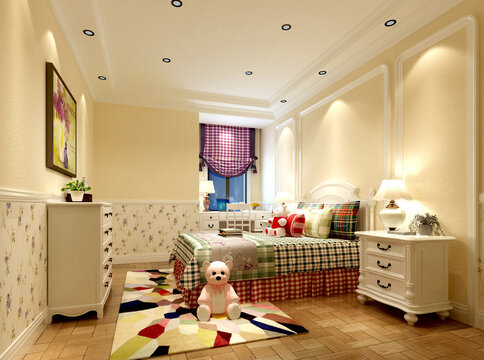 3d render. Child bedroom interior scene.