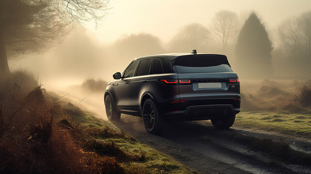 Munich, Germany - October 2020: Range Rover in the forest