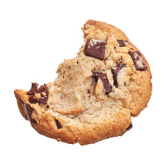  Delicious single chocolate piece of cookie over isolated white background
