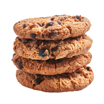  Delicious group of chocolate cookies over isolated white background