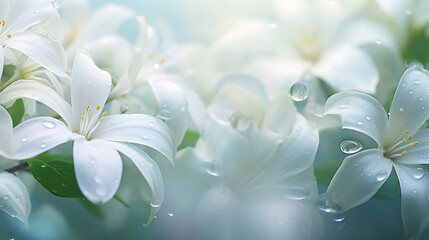The delicate beauty of blooming Jasmine in the soft morning light. Generative Ai