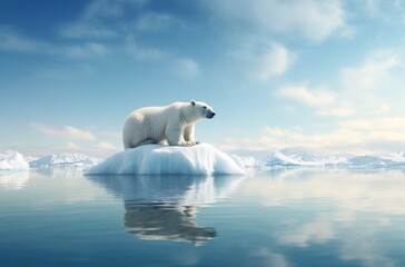 Fototapeta premium polar bear on melting ice cap concept of global warming