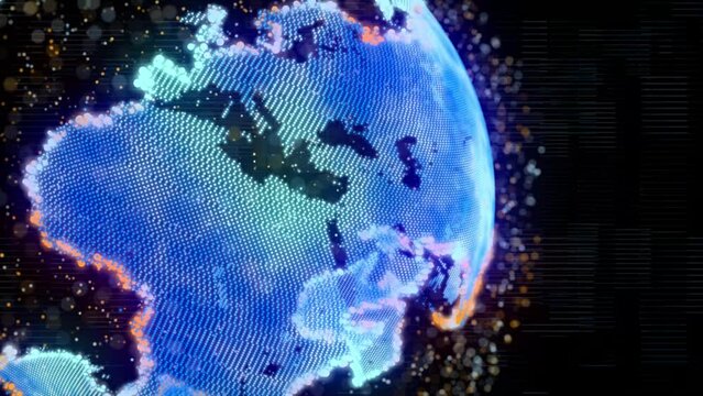 World Globe Hologram Background Digital Rendering
