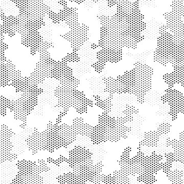 Full seamless modern halftone dots camouflage pattern for decor and textile. Camo design for textile fabric print and wallpaper. Army model design for trend fashion.