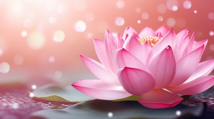 Pink lotus flower or water lily in water. Meditation, spa, spirituality concept background