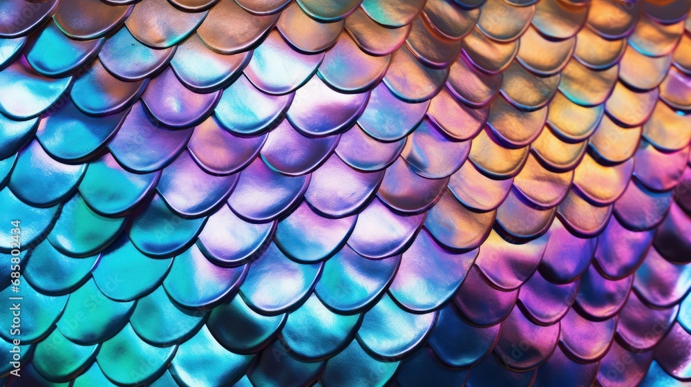 Poster a close up of a multicolored pattern of scales of a fish's - scaled fish's - scaled fish's - scale p