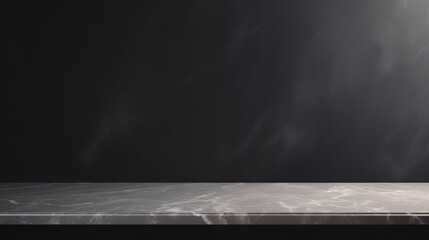 Mock up with empty table marble countertop on dark wall background for product presentation or showcase