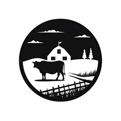 Farmhouse with windmill in field logo AI generative image
