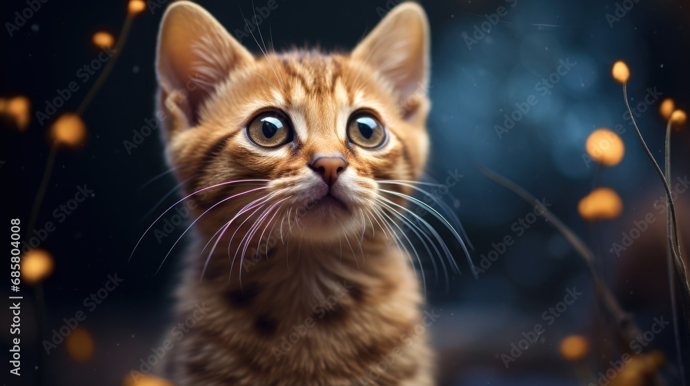 Poster  a close up of a cat with a blurry background and a blurry image of a cat's face with a blurry background and blurry image of the cat's eyes.