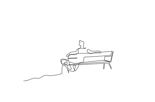 recommend clip art: man person sitting alone on bench looking away thinking calm relax one line art design