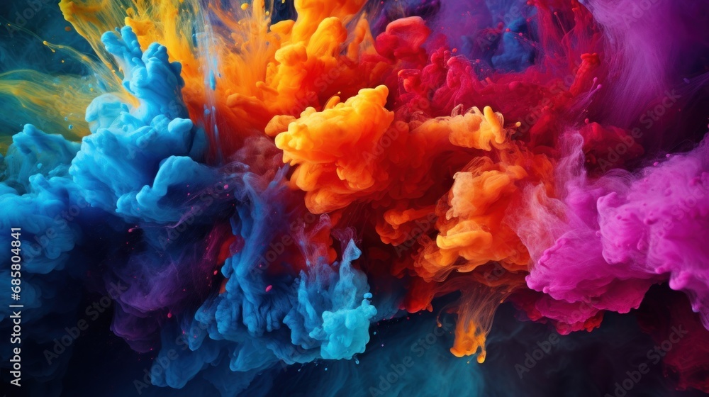 Poster a multicolored cloud of smoke is seen in this close up view of the colors of the rainbow in the air 