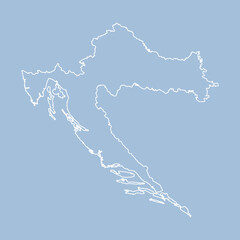 Vector outline map Croatia, line border country