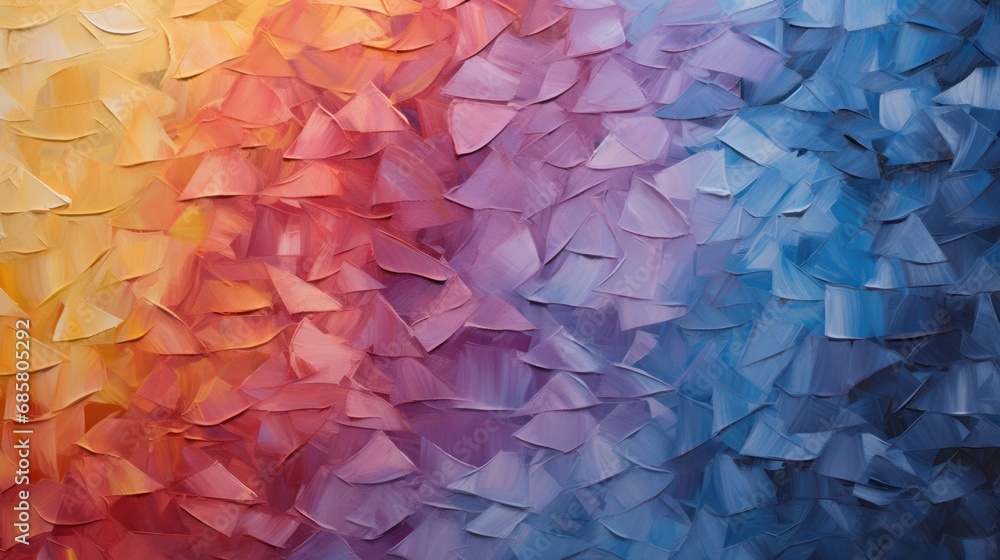 Poster a close up of a multicolored wall with lots of small pieces of paper on the bottom of the wall and t