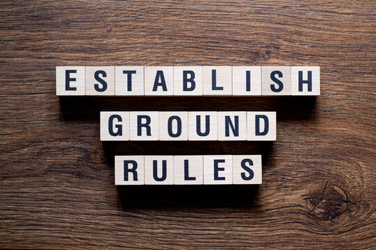 Establish ground rules - word concept on building blocks, text