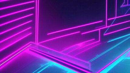 3d render, abstract minimal neon background, pink blue neon lines going up, glowing in ultraviolet spectrum. Cyber space. Laser show. Futuristic wallpaper