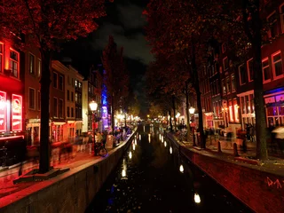 Rideaux tamisants Amsterdam amsterdam red light district at night